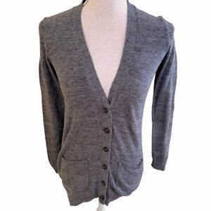 Madewell Gray Cotton Button Front V-Neck Grandpa Cardigan Sweater XS